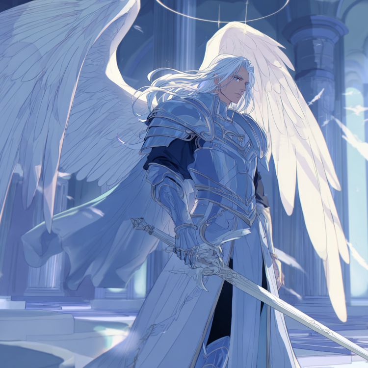 Archangel Michael portrait representing divine light ray