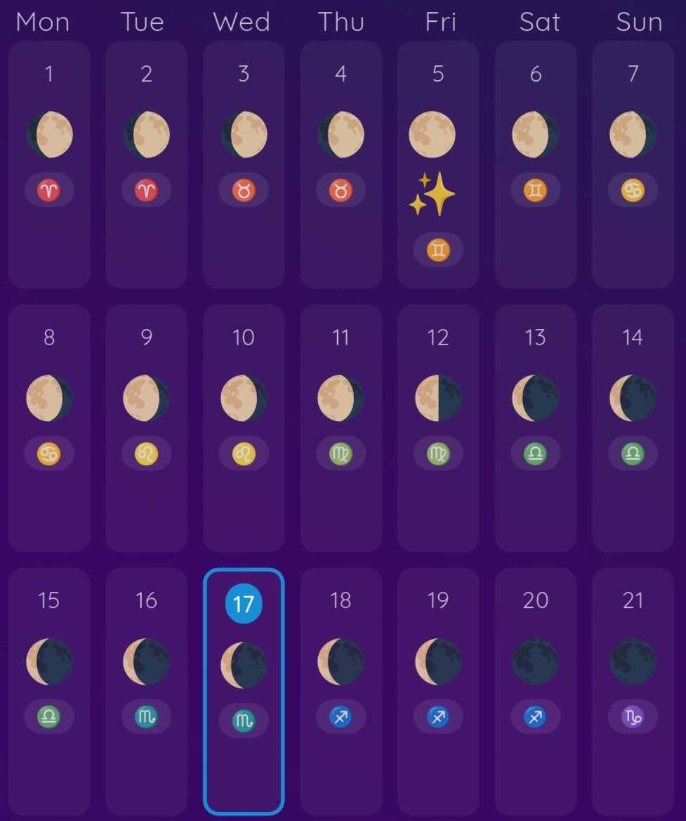Cosmic sky and moon phases